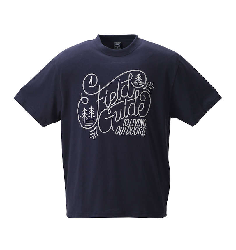 大きいサイズ メンズ SHELTY (シェルティ) 手書き風チェーン刺繍半袖Tシャツ 