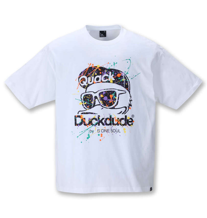 大きいサイズ メンズ b-one-soul (ビーワンソウル) DUCK DUDEスプラッシュ半袖Tシャツ 