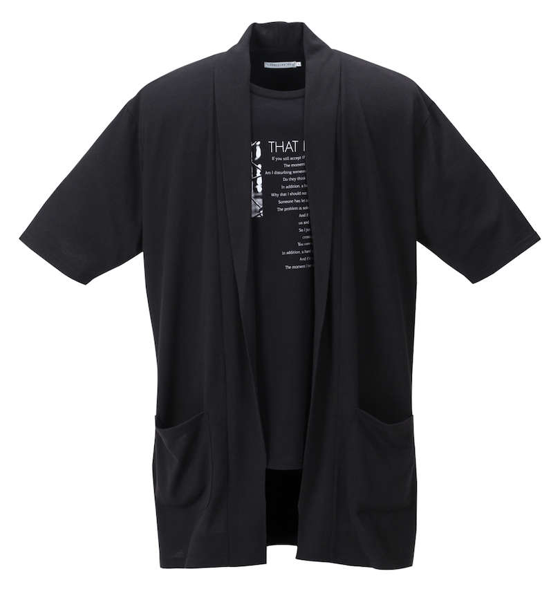 大きいサイズ メンズ launching pad (ランチングパッド) 五分袖コーディガン+半袖Tシャツ 