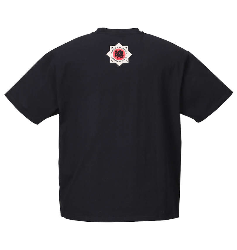 大きいサイズ メンズ 魂 (タマシイ) 花札絵デザイン半袖Tシャツ バックスタイル