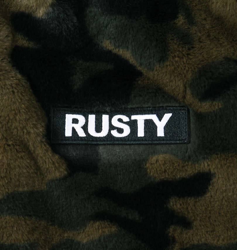 大きいサイズ メンズ RUSTY (ラスティ) 総柄プリントボアフリースジャケット 刺繍拡大