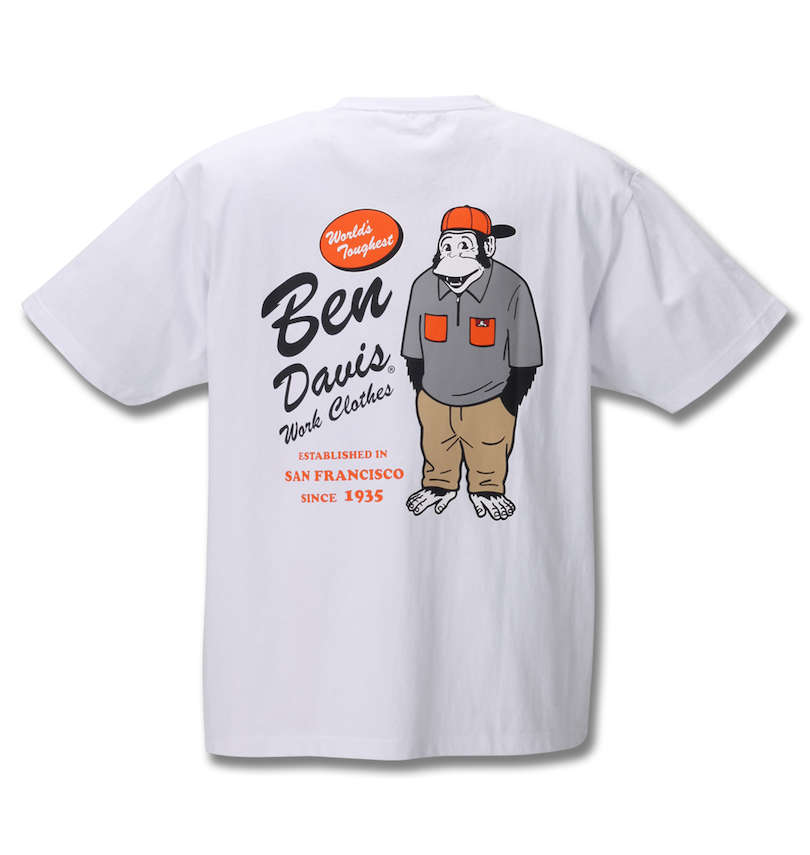 大きいサイズ メンズ BEN DAVIS (ベン デイビス) ゴリラプリント半袖Tシャツ バックスタイル