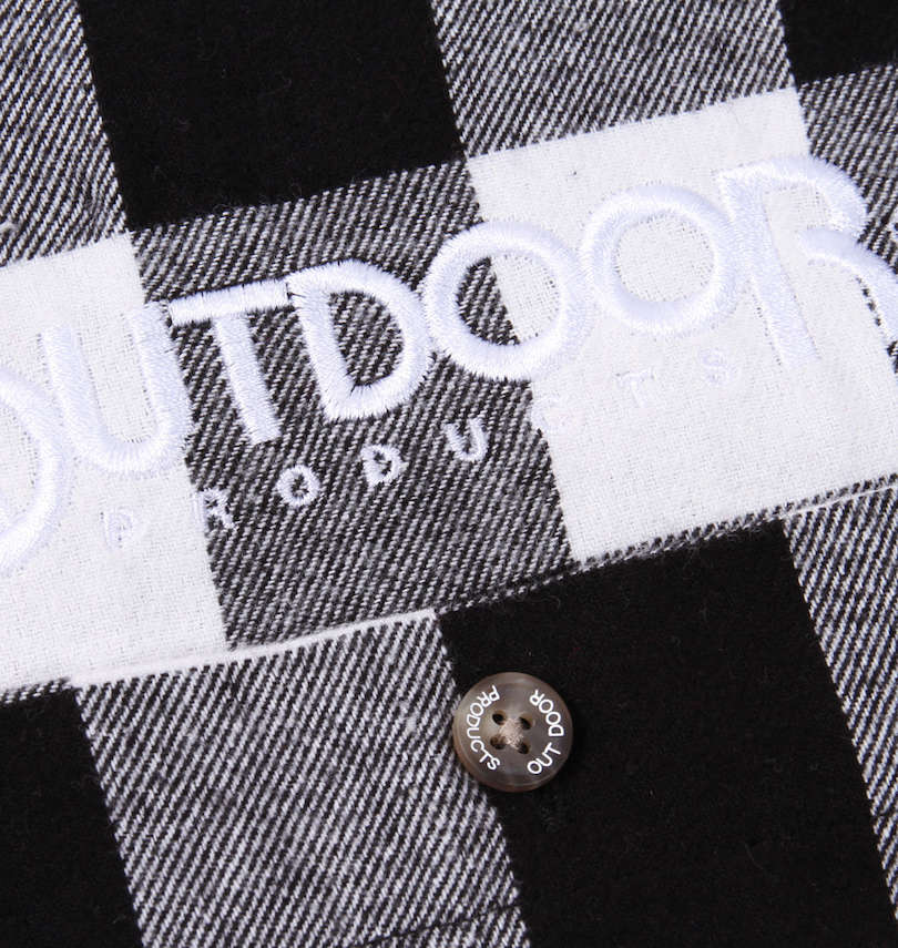 大きいサイズ メンズ OUTDOOR PRODUCTS (アウトドア プロダクツ) ロゴ刺繍ブロックチェック長袖ネルシャツ 刺繍拡大