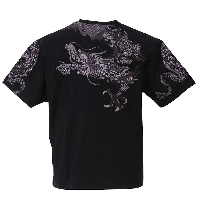 大きいサイズ メンズ 絡繰魂 (カラクリタマシイ) 双龍刺繍半袖Tシャツ バックスタイル