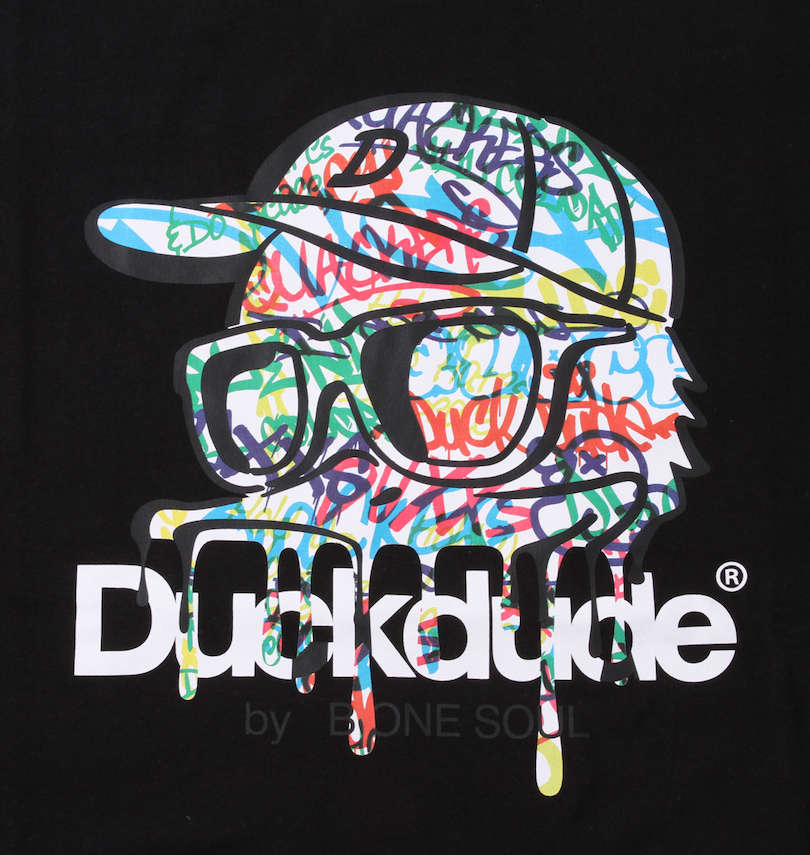 大きいサイズ メンズ b-one-soul (ビーワンソウル) DUCK DUDEメルトグラフィティー半袖Tシャツ フロントプリント