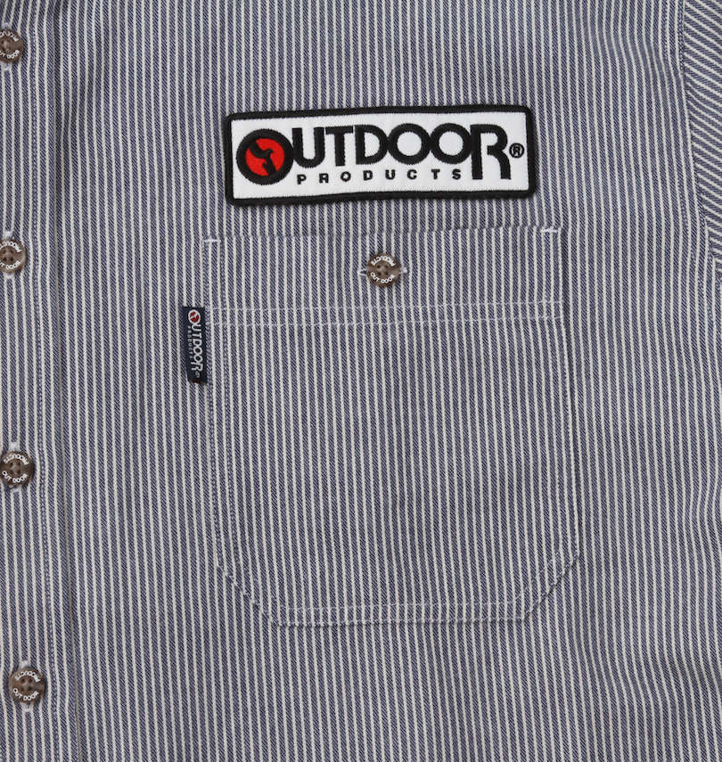 大きいサイズ メンズ OUTDOOR PRODUCTS (アウトドア プロダクツ) ワッペン付長袖ワークシャツ 左胸ポケット