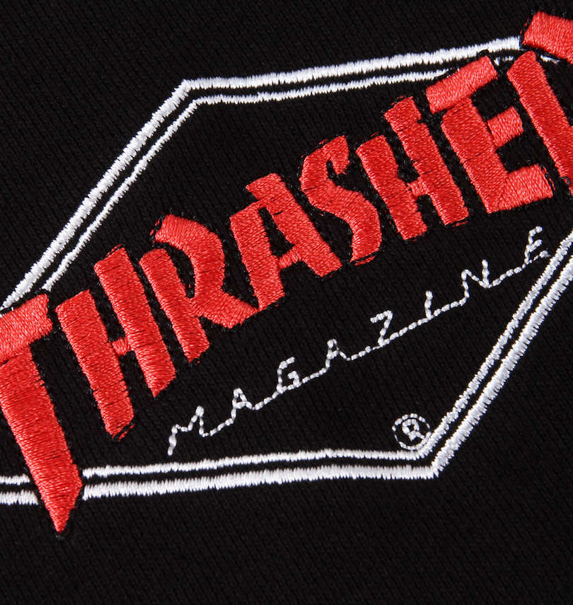 大きいサイズ メンズ THRASHER (スラッシャー) フルジップパーカー フロント胸刺繍拡大