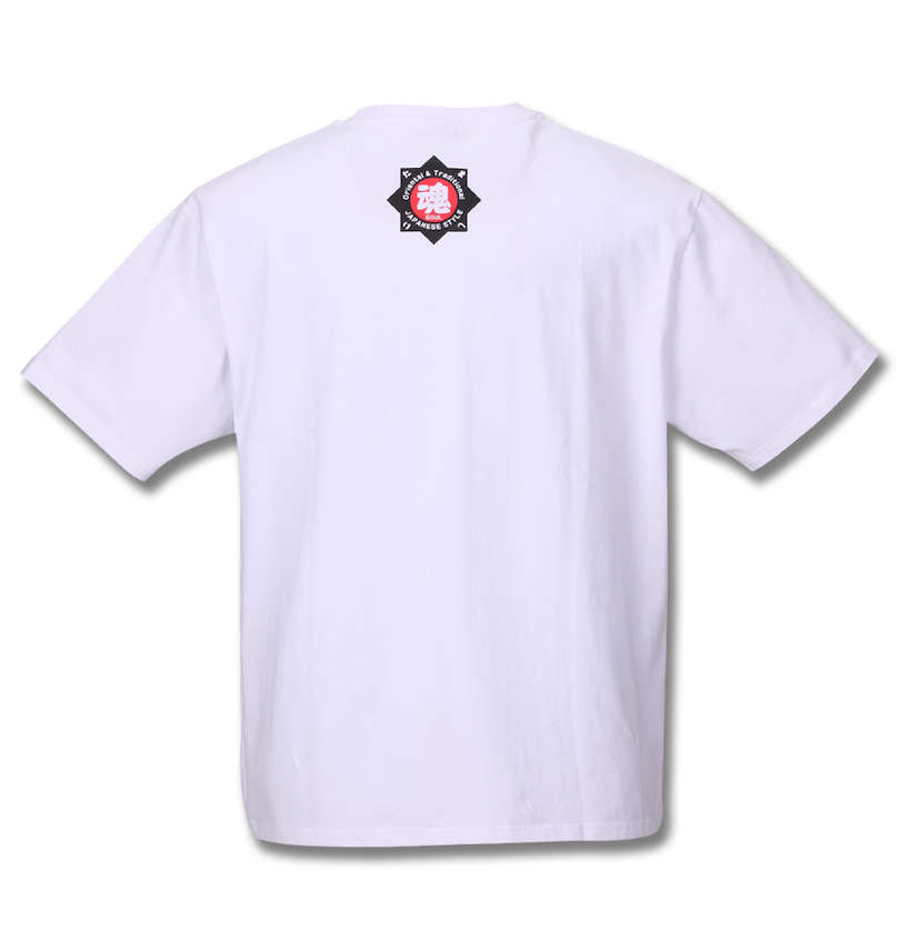 大きいサイズ メンズ 魂 (タマシイ) 花札絵デザイン半袖Tシャツ バックスタイル