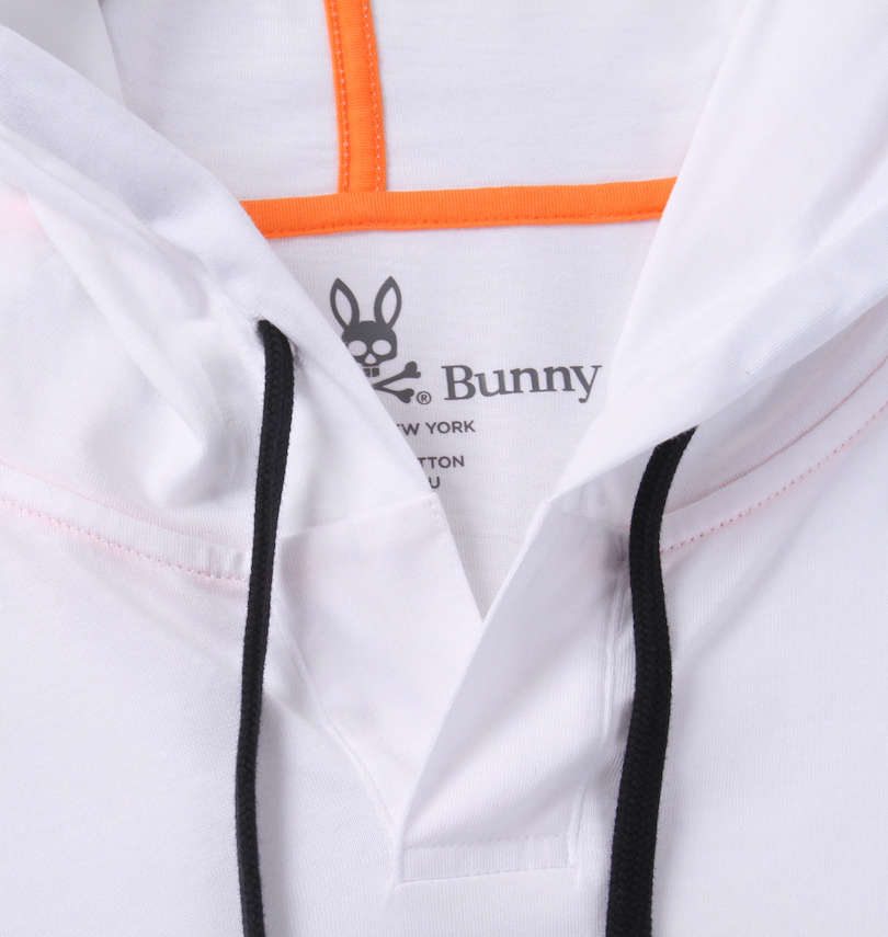 大きいサイズ メンズ PSYCHO BUNNY (サイコバニー) フード付き長袖Tシャツ フード調節紐