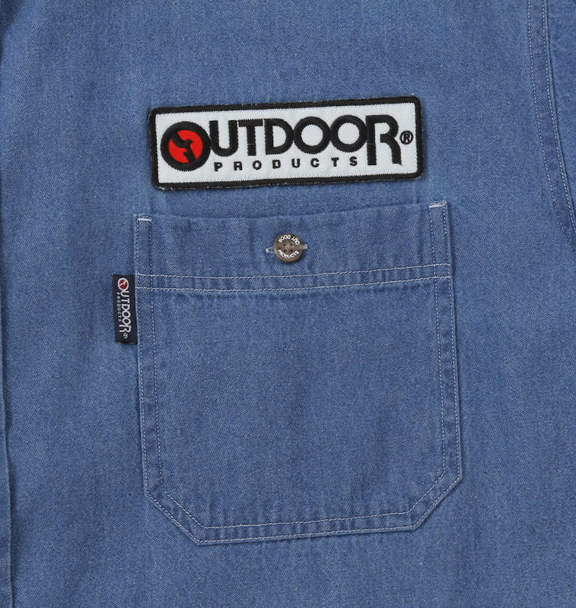 大きいサイズ メンズ OUTDOOR PRODUCTS (アウトドア プロダクツ) ワッペン付長袖ワークシャツ 左胸ポケット