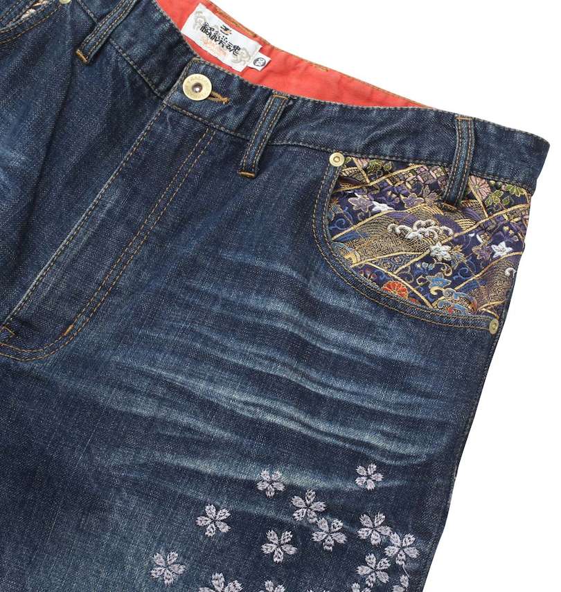 大きいサイズ メンズ 絡繰魂 (カラクリタマシイ) 鳳凰デニムパンツ