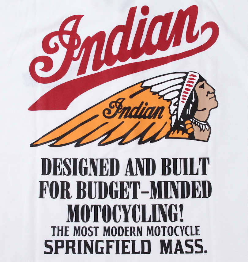 大きいサイズ メンズ INDIAN MOTOCYCLE (インディアンモトサイクル) プリント&刺繍鹿の子半袖ポロシャツ バックプリント