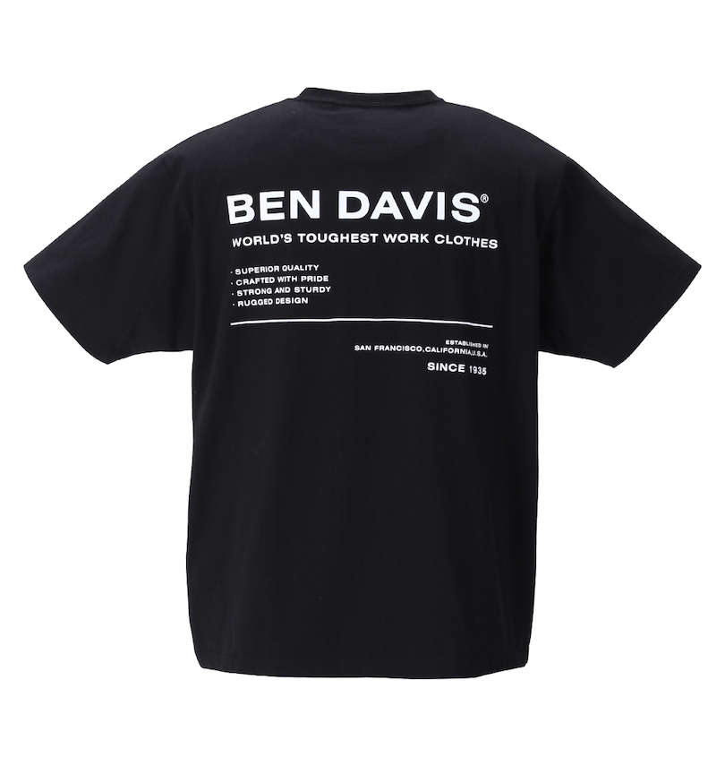 大きいサイズ メンズ BEN DAVIS (ベン デイビス) ミニゴリ刺繍半袖Tシャツ バックスタイル