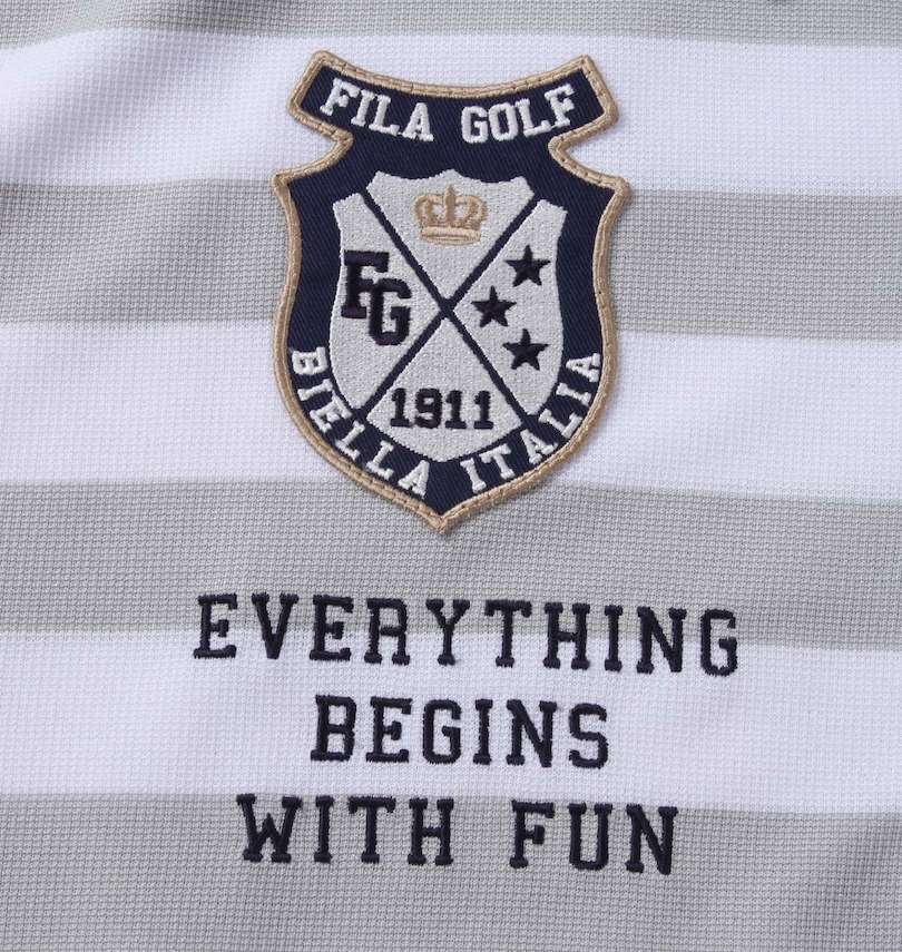大きいサイズ メンズ FILA GOLF (フィラゴルフ) ボーダーラガー半袖シャツ 右胸ワッペン・刺繍