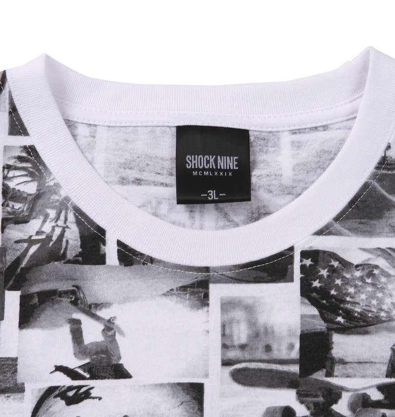 大きいサイズ メンズ SHOCK NINE (ショックナイン) 総柄半袖Tシャツ+ミニ裏毛ハーフパンツ 
