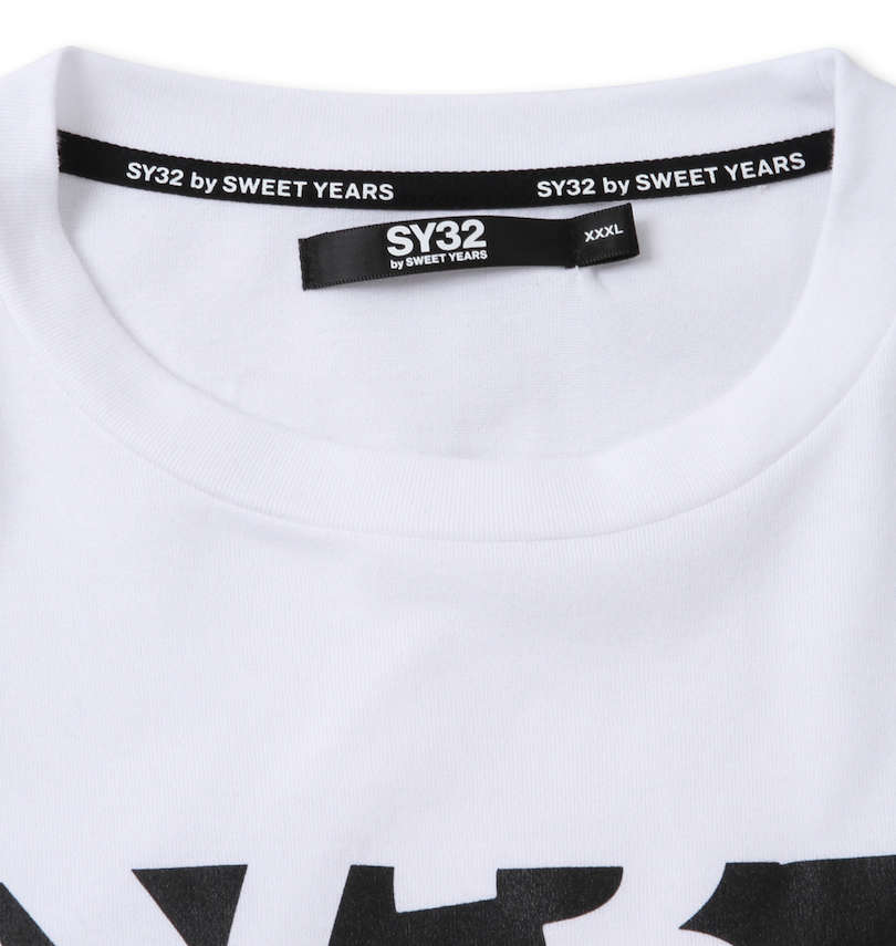 大きいサイズ メンズ SY32 by SWEET YEARS (エスワイサーティトゥバイスィートイヤーズ) ミラノロゴ長袖Tシャツ 襟元（消臭テープ付き）