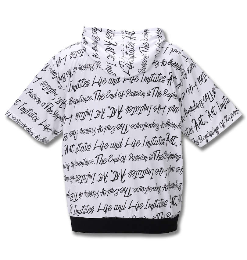 大きいサイズ メンズ RIMASTER (リマスター) メッシュ文字総柄半袖パーカー+半袖Tシャツ バックスタイル