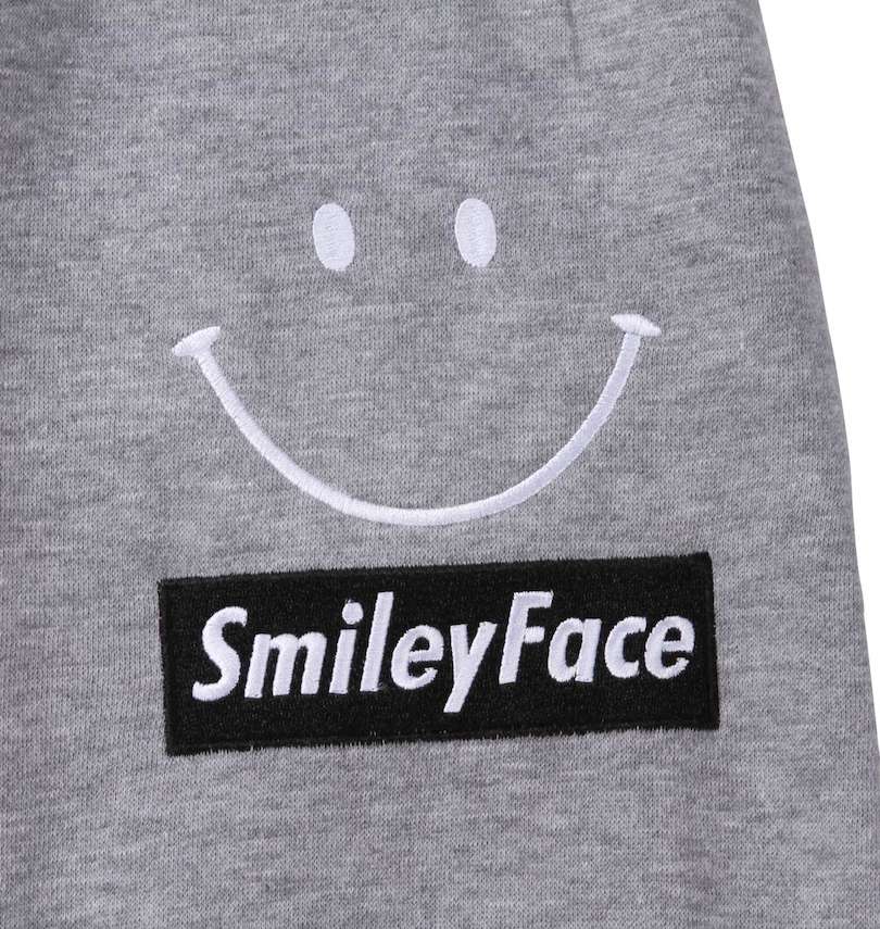 大きいサイズ メンズ SMILEY FACE (スマイリーフェイス) 裏起毛ジップパーカーセット パンツ左側刺繍