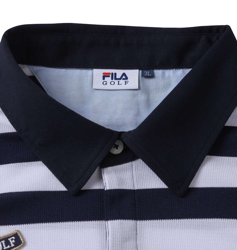 大きいサイズ メンズ FILA GOLF (フィラゴルフ) ボーダーラガー半袖シャツ 