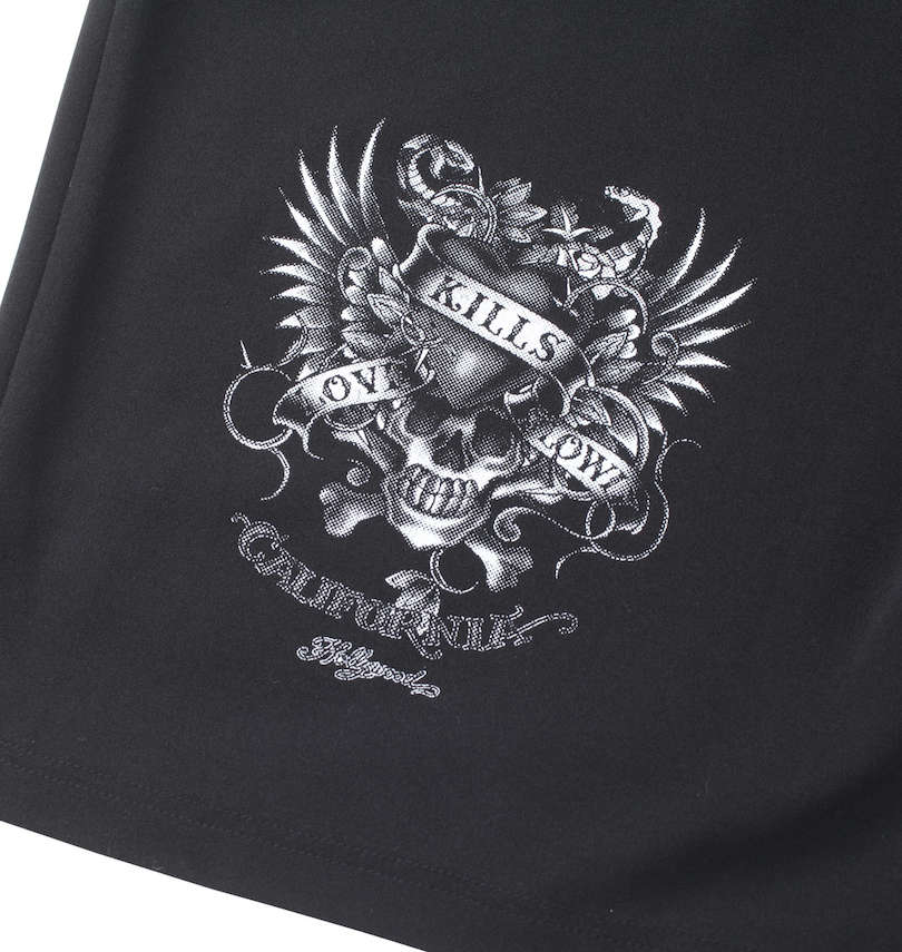 大きいサイズ メンズ Ed Hardy (エドハーディ) 刺繍&プリント半袖フルジップパーカージャージセット パンツ裾プリント