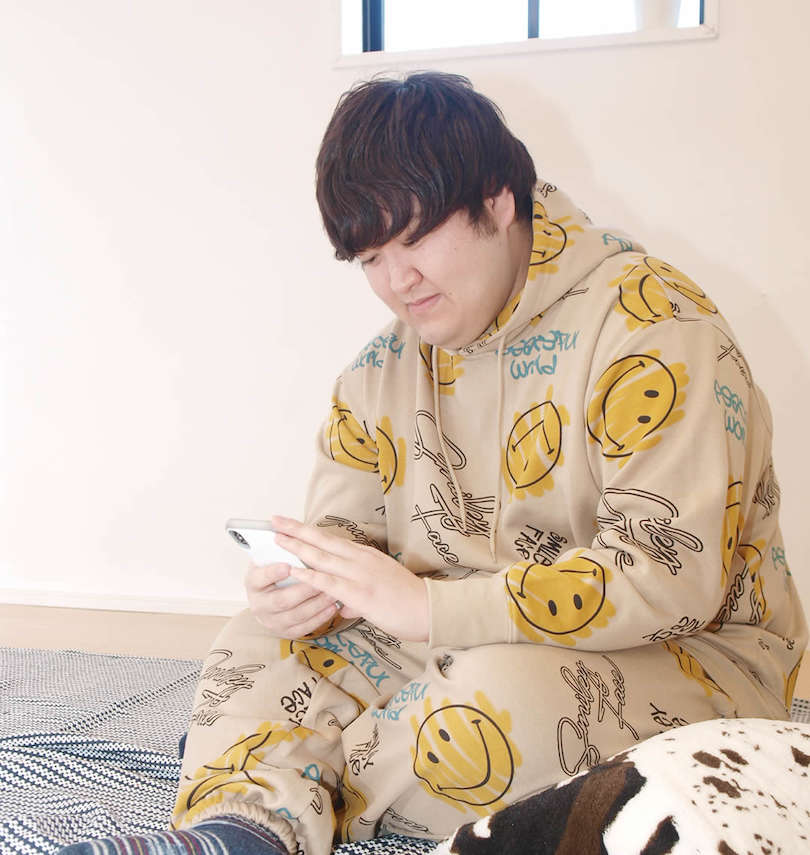 大きいサイズ メンズ SMILEY FACE (スマイリーフェイス) 裏起毛プルパーカーセット
                        