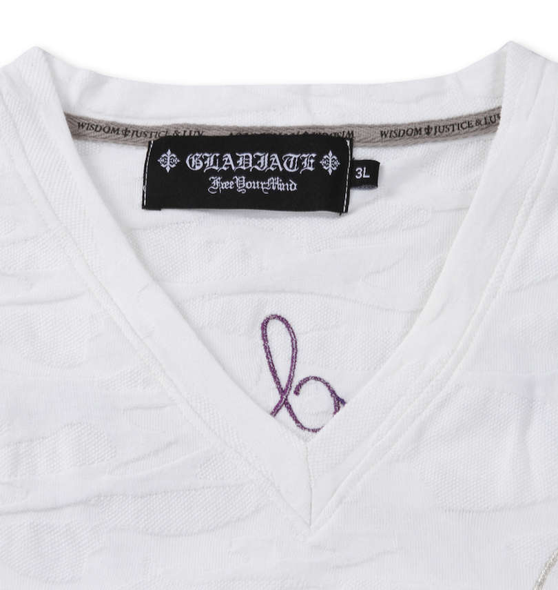 大きいサイズ メンズ GLADIATE (グラディエイト) ALL刺繍カモフラジャガード半袖VネックTシャツ Vネック