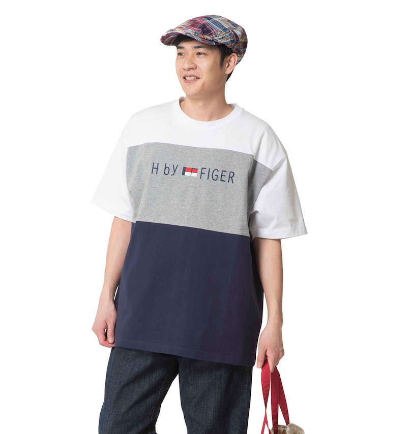 大きいサイズ メンズ H by FIGER (エイチバイフィガー) 切替半袖Tシャツ 