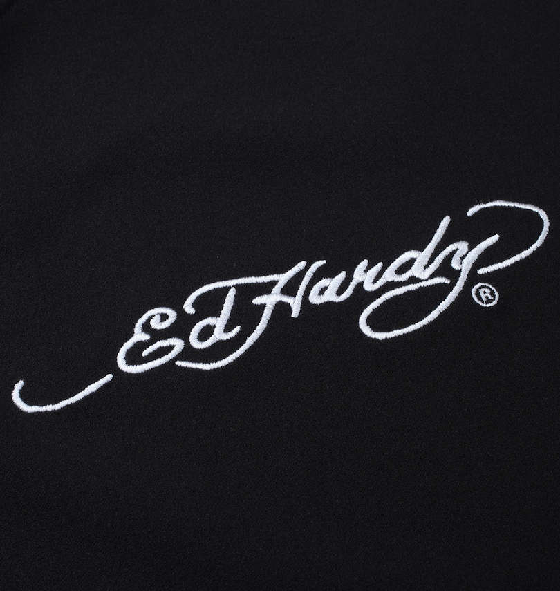 大きいサイズ メンズ Ed Hardy (エドハーディ) 刺繍&プリント半袖フルジップパーカージャージセット トップス胸刺繍