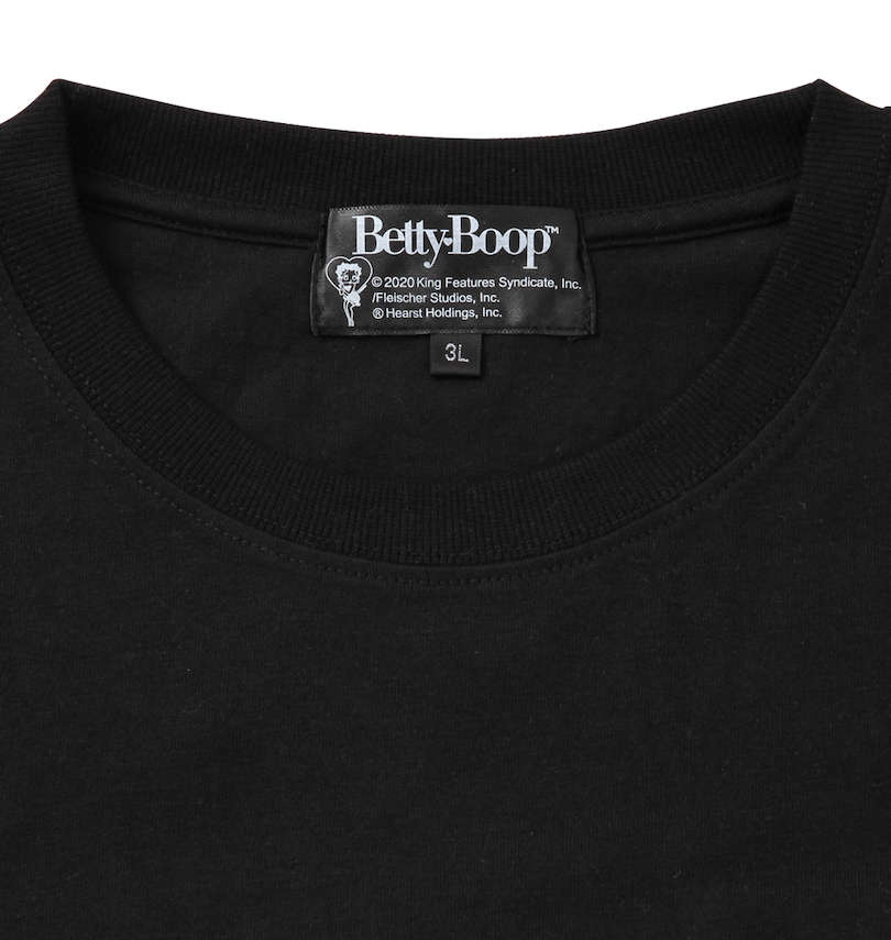 大きいサイズ メンズ BETTY BOOP (ベティ ブープ) 刺繍プリント半袖Tシャツ 首周りリブ