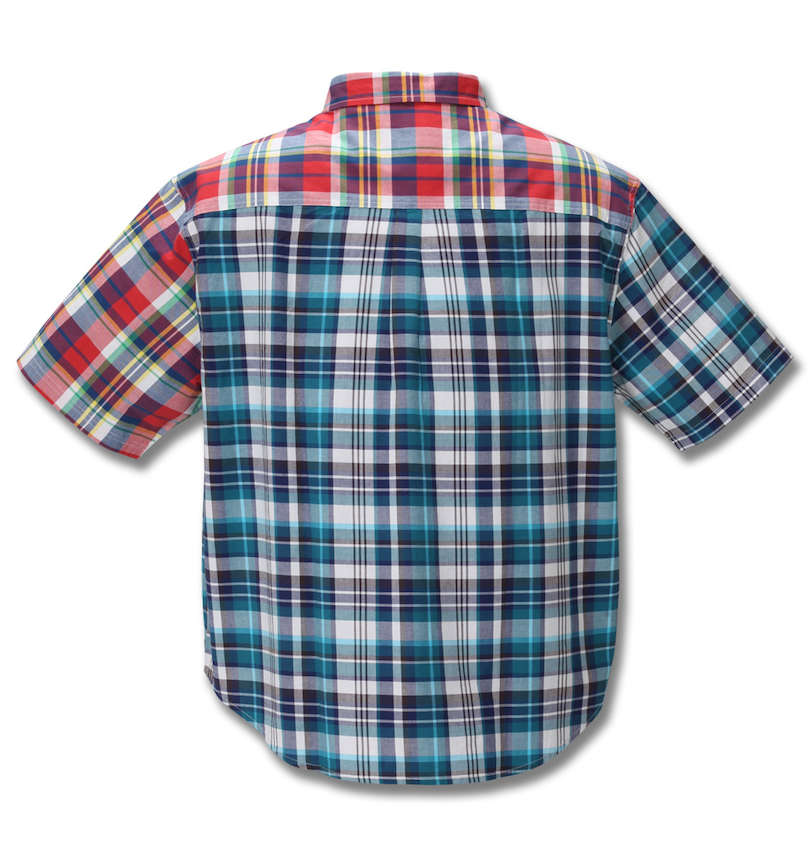 大きいサイズ メンズ H by FIGER (エイチバイフィガー) マドラスチェック半袖B.Dシャツ バックスタイル