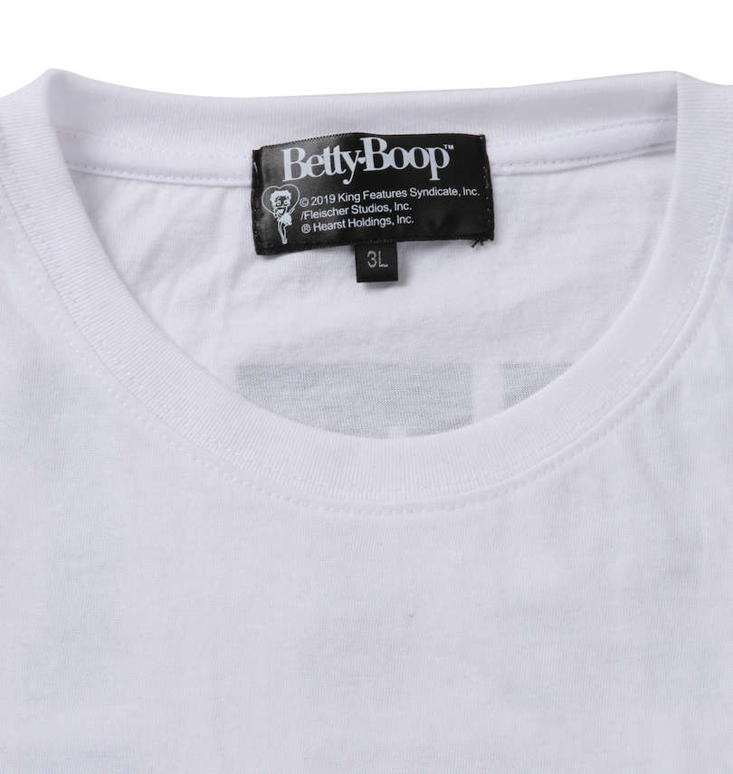 大きいサイズ メンズ BETTY BOOP (ベティ ブープ) 刺繍プリント半袖Tシャツ 首周りリブ