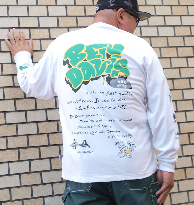 大きいサイズ メンズ BEN DAVIS (ベン デイビス) スプレーゴリラポケット付長袖Tシャツ
                        