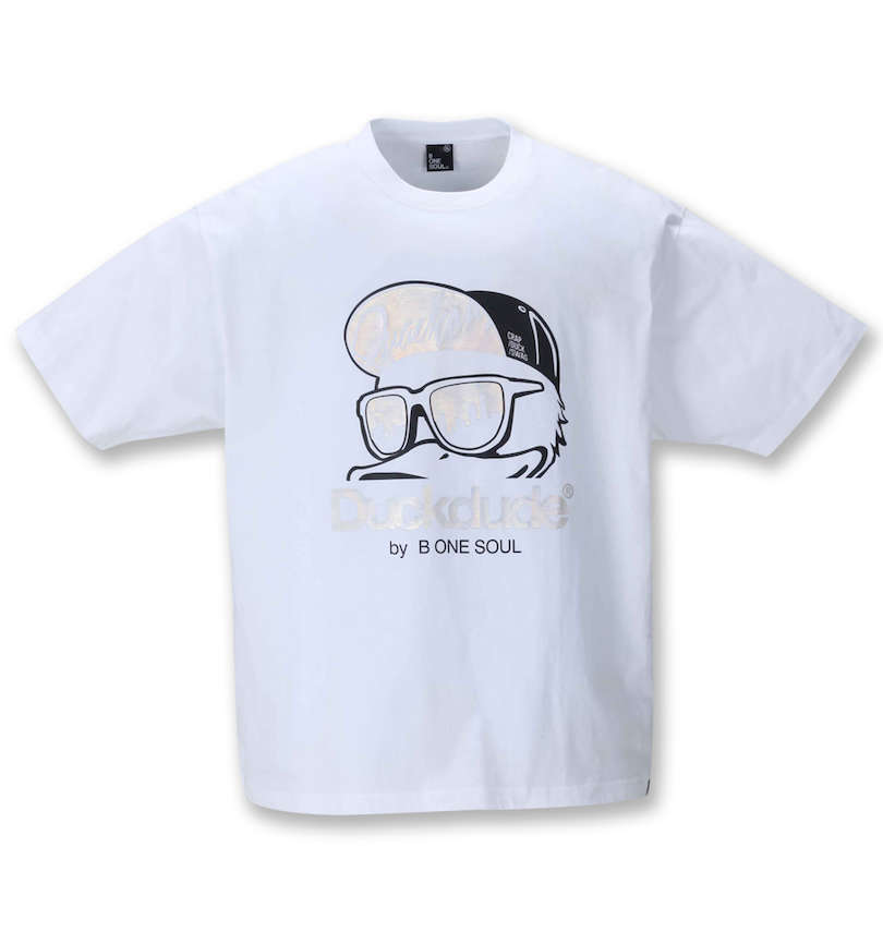大きいサイズ メンズ b-one-soul (ビーワンソウル) DUCK DUDEメタリック半袖Tシャツ 