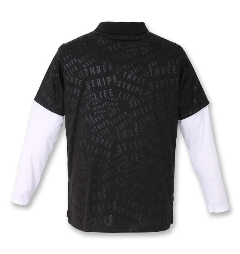 大きいサイズ メンズ adidas golf (アディダスゴルフ) エンボスパターン半袖シャツ+ハイネック長袖Tシャツ バックスタイル