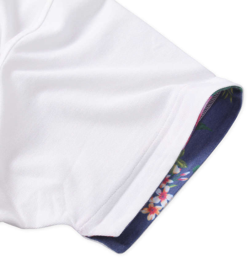 大きいサイズ メンズ SHELTY (シェルティ) 鹿の子ボタニカルフェイクレイヤード半袖ポロシャツ
                        袖口ロールアップ可