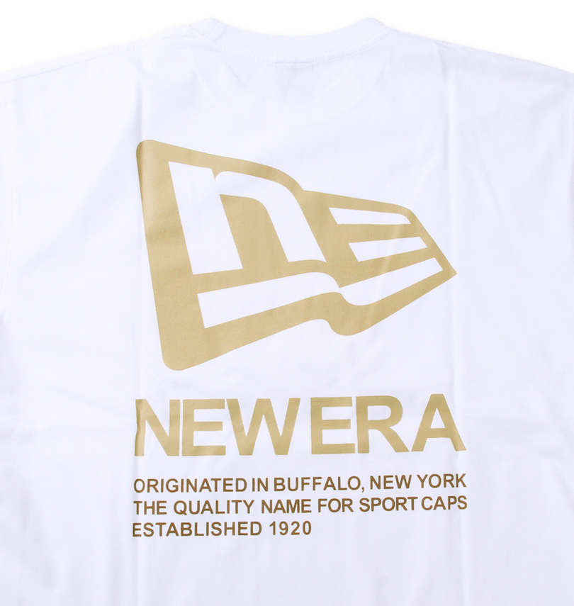 大きいサイズ メンズ NEW ERA (ニューエラ) フラッグロゴ&テキスト半袖Tシャツ バックプリント