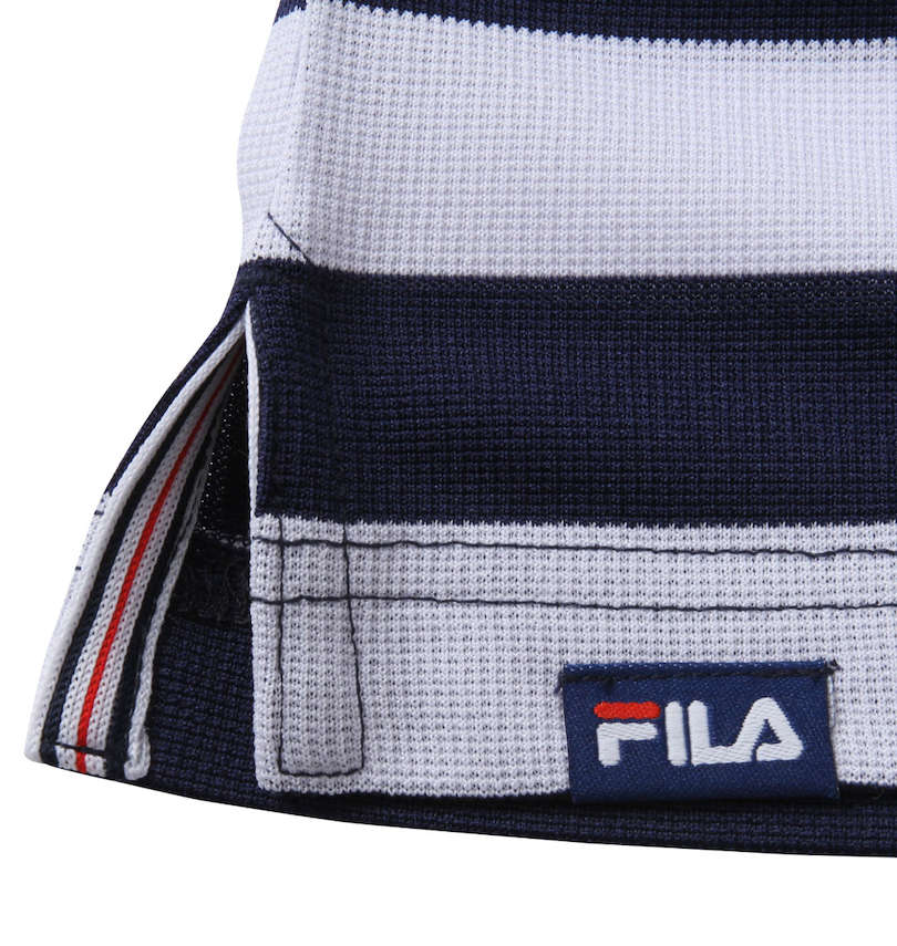 大きいサイズ メンズ FILA GOLF (フィラゴルフ) ボーダーラガー半袖シャツ 裾サイドスリット・ピスネーム