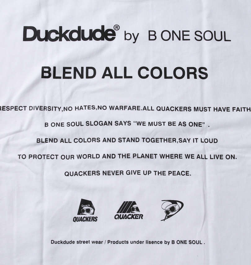 大きいサイズ メンズ b-one-soul (ビーワンソウル) DUCK DUDEメタリック半袖Tシャツ バックプリント