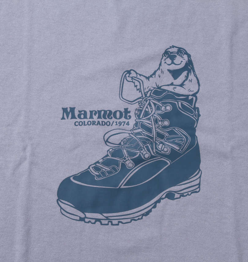 大きいサイズ メンズ Marmot (マーモット) ブーツイン半袖Tシャツ フロントプリント