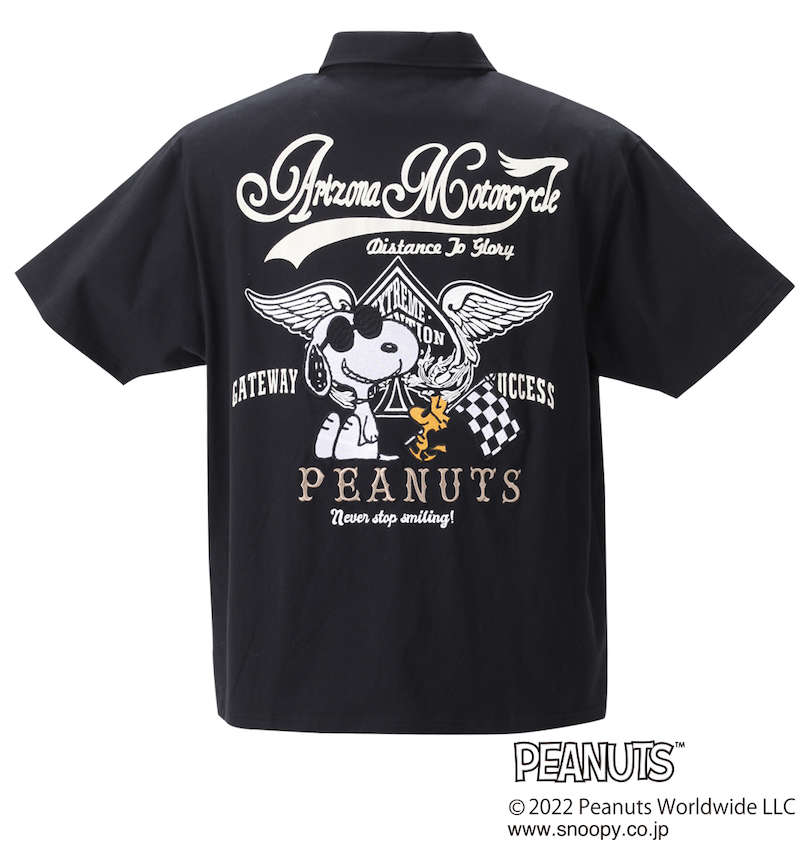 大きいサイズ メンズ FLAGSTAFF×PEANUTS (フラッグスタッフ) スヌーピーコラボ半袖ポロシャツ
                        バックプリント