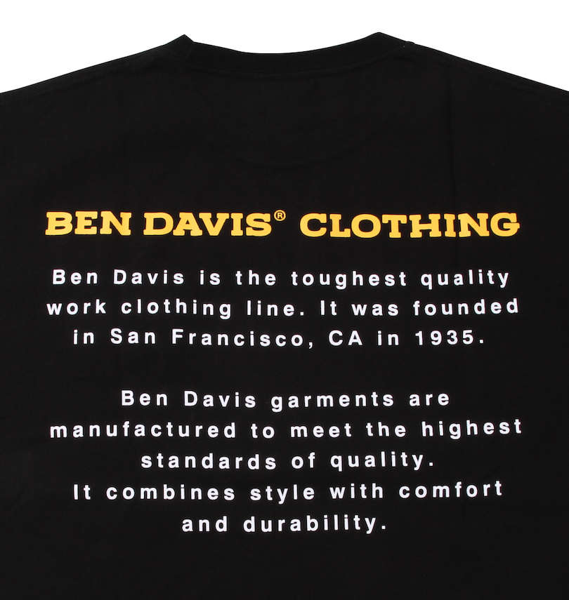 大きいサイズ メンズ BEN DAVIS (ベン デイビス) BEN'Sフェイス刺繍半袖Tシャツ バックプリント