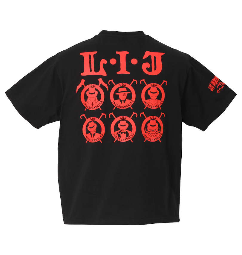 大きいサイズ メンズ 新日本プロレス (シンニホンプロレス) L・I・J×AGUILA半袖Tシャツ(レッド) バックスタイル