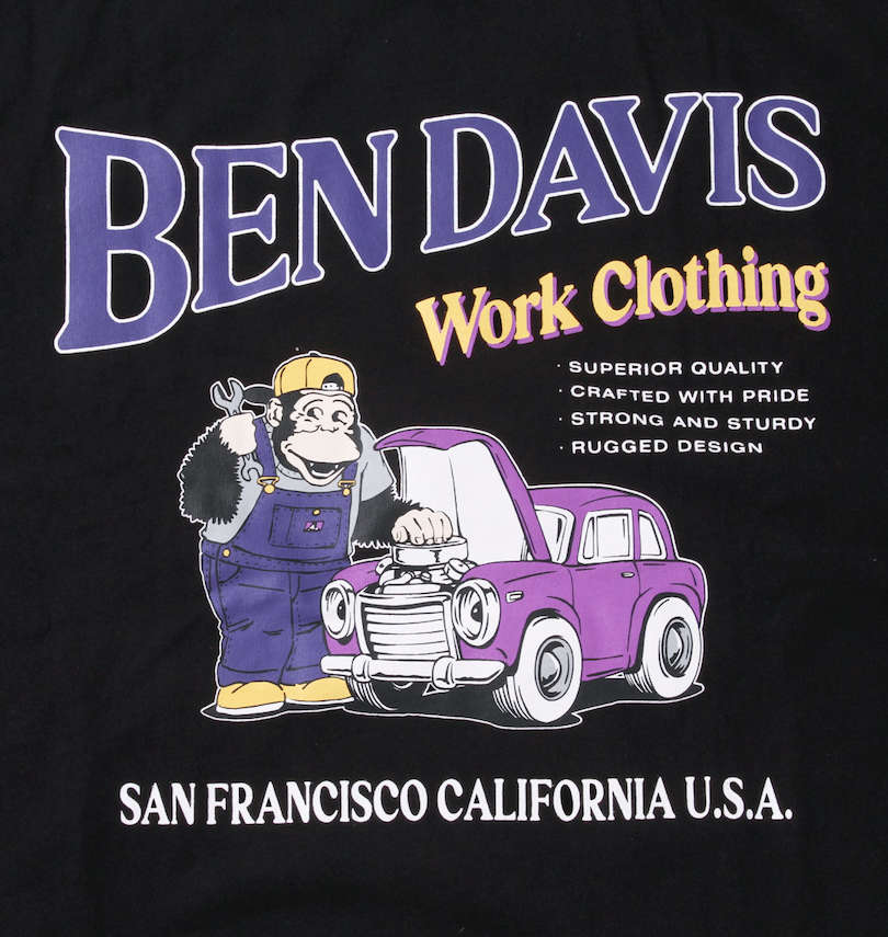 大きいサイズ メンズ BEN DAVIS (ベン デイビス) カーエンジニアプリント長袖Tシャツ バックプリント