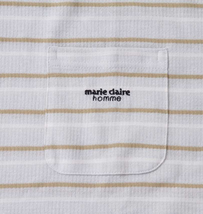 大きいサイズ メンズ marie claire homme (マリクレールオム) 梨地ボーダー半袖Tシャツ+ハーフパンツ 胸ポケット・刺繍