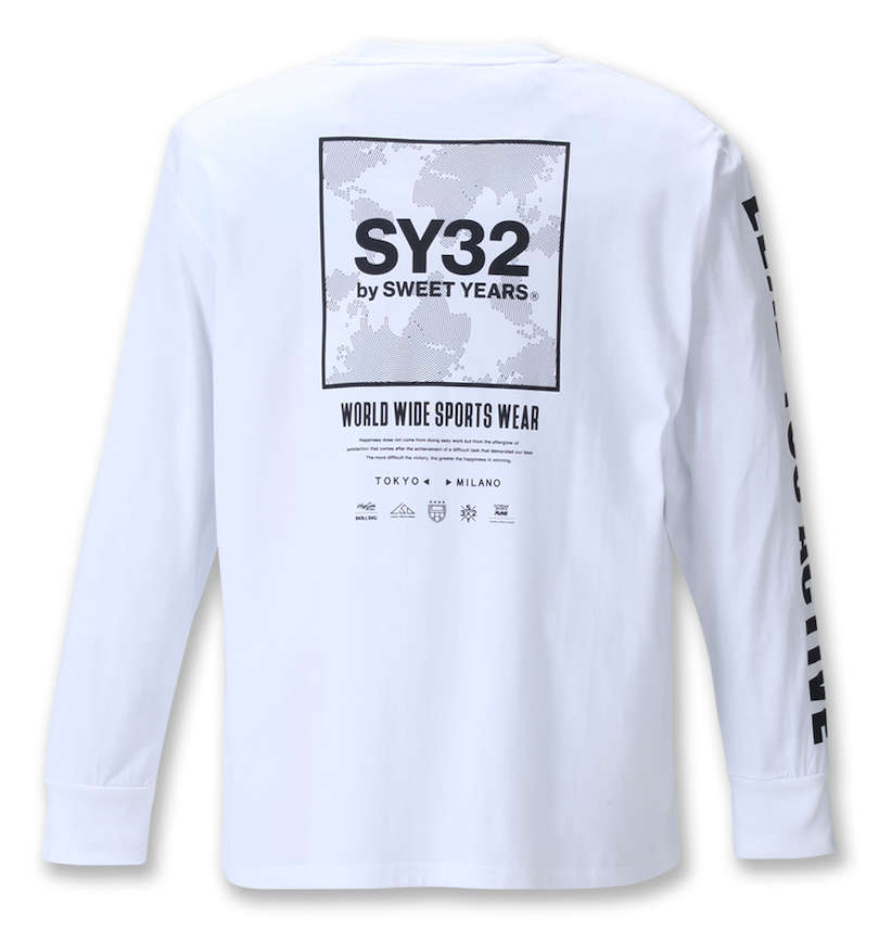 大きいサイズ メンズ SY32 by SWEET YEARS (エスワイサーティトゥバイスィートイヤーズ) スクエアマルチボックスロゴ長袖Tシャツ バックスタイル