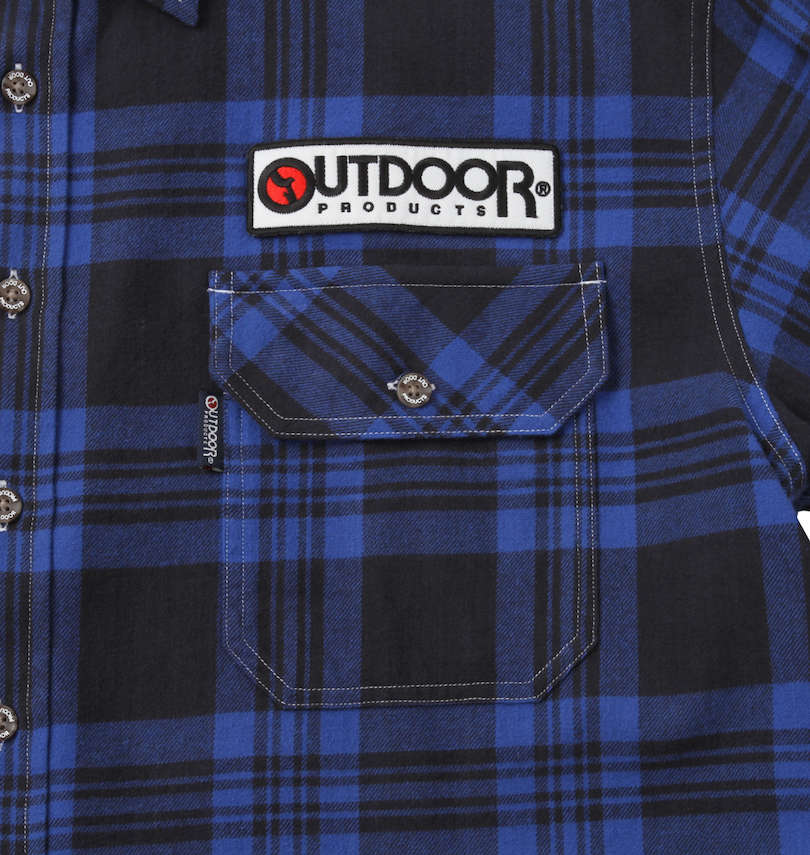 大きいサイズ メンズ OUTDOOR PRODUCTS (アウトドア プロダクツ) ワッペン付チェック長袖シャツ 左胸ポケット