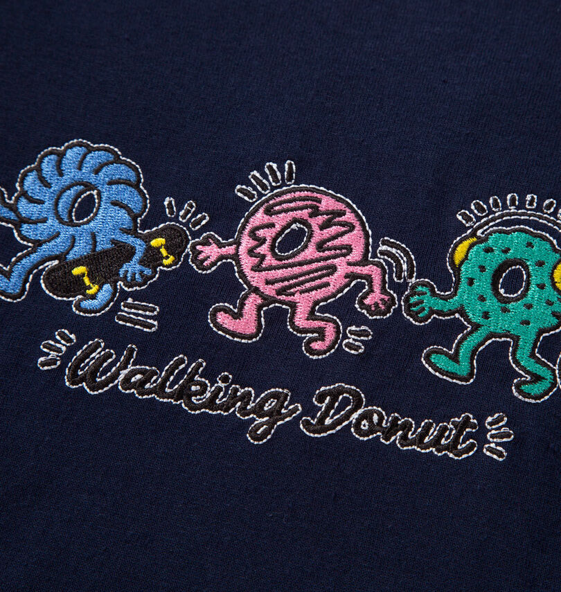 大きいサイズ メンズ Walking Donut (ウォーキングドーナツ) T/C天竺刺繍発泡プリント半袖Tシャツ
刺繍