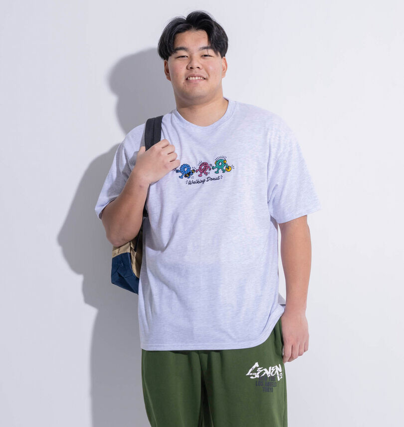 大きいサイズ メンズ Walking Donut (ウォーキングドーナツ) T/C天竺刺繍発泡プリント半袖Tシャツ
                        