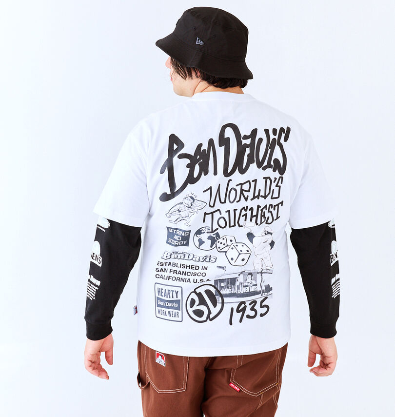 大きいサイズ メンズ BEN DAVIS (ベン デイビス) 長袖T&半袖TレイヤードTシャツ
                        