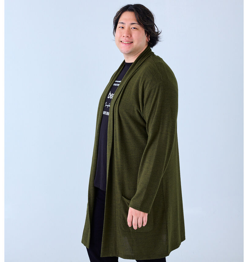 大きいサイズ メンズ launching pad (ランチングパッド) 表起毛天竺長袖コーディガン+半袖Tシャツ
                        
